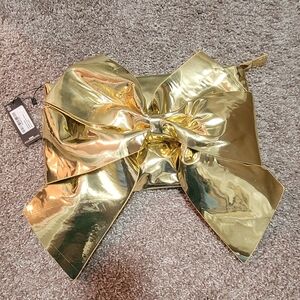 Metallic Gold Bow Clutch Bag